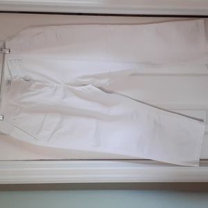 Crown & Ivy Jeans Womens 12 Petite White Crop Stretch Coastal Minimalist